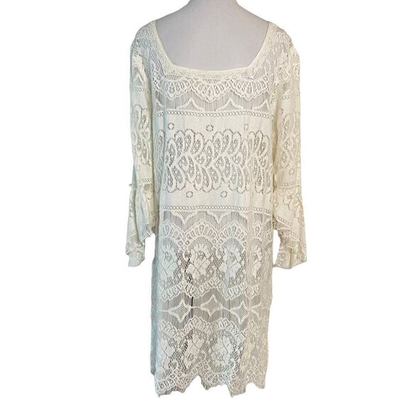 Free People Cream Sheer Crochet Cropped Sleeve Dress - Picture 5 of 9